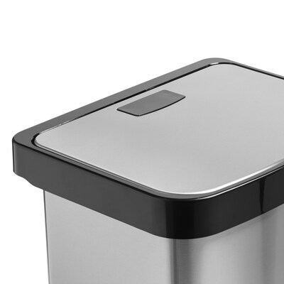 Honey-Can-Do Steel Indoor Square Step Trash Can with Hinged Lid, 13.2 Gallon, Silver (TRS-08993)