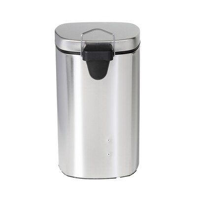 Honey-Can-Do Steel Indoor Square Step Trash Can with Hinged Lid, 3.17 Gallon, Silver (TRS-09327)