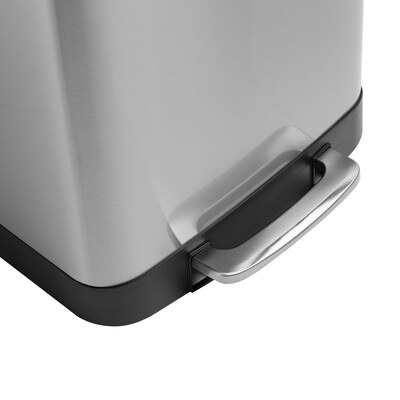 Honey-Can-Do Steel Indoor Square Step Trash Can with Hinged Lid, 13.2 Gallon, Silver (TRS-08993)