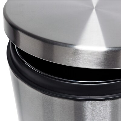 Honey-Can-Do Steel Indoor Round Step Can Trash Can with Hinged Lid, 7.92 Gallon, Silver (TRS-09074)