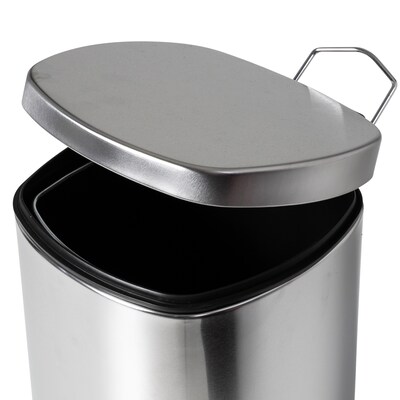Honey-Can-Do Steel Indoor Square Step Trash Can with Hinged Lid, 3.17 Gallon, Silver (TRS-09327)