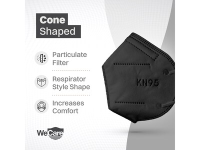 WeCare Disposable KN95 Face Mask, Adult, Black, 20 Masks/Box, 50 Boxes/Pack (TBN202937)