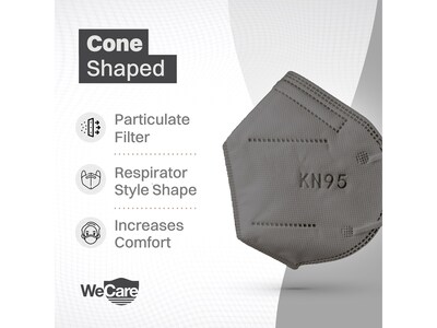 WeCare Disposable KN95 Face Mask, Adult, Dark Gray, 20 Masks/Box, 50 Boxes/Pack (TBN203231)