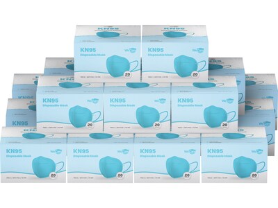 WeCare Disposable KN95 Face Mask, Adult, Blue, 20 Masks/Box, 50 Boxes/Pack (TBN203230)