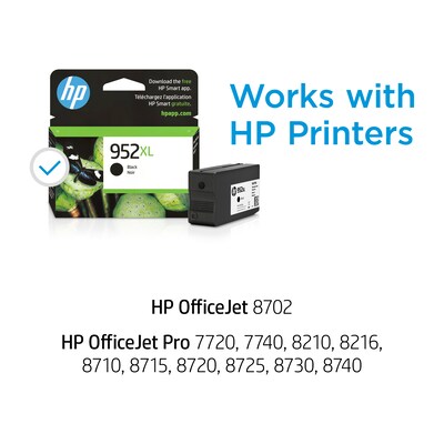 HP 952XL Black High Yield Ink Cartridge (F6U19AN#140), print up to 2000 pages