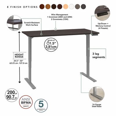 Bush Business Furniture Move 80 Series 23''-49'' Adjustable Standing Desk, Storm Gray/Cool Gray Metallic (HAT7230SGK)