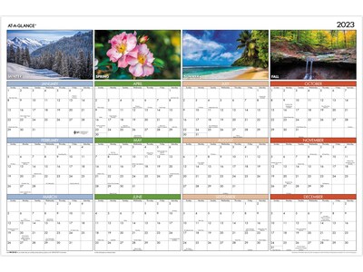 2023 AT-A-GLANCE Seasons in Bloom 24 x 36 Yearly Wet-Erase Wall Calendar, Reversible (PA133-23)