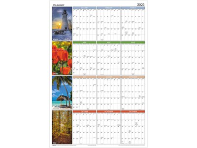 2023 AT-A-GLANCE Seasons in Bloom 24 x 36 Yearly Wet-Erase Wall Calendar, Reversible (PA133-23)