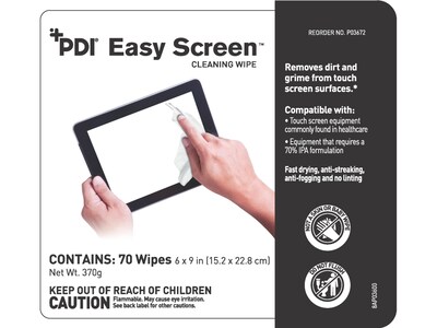 Easy Screen Cleaning Wipes, 70/Canister, 12 Canisters/Carton (P03672CT)