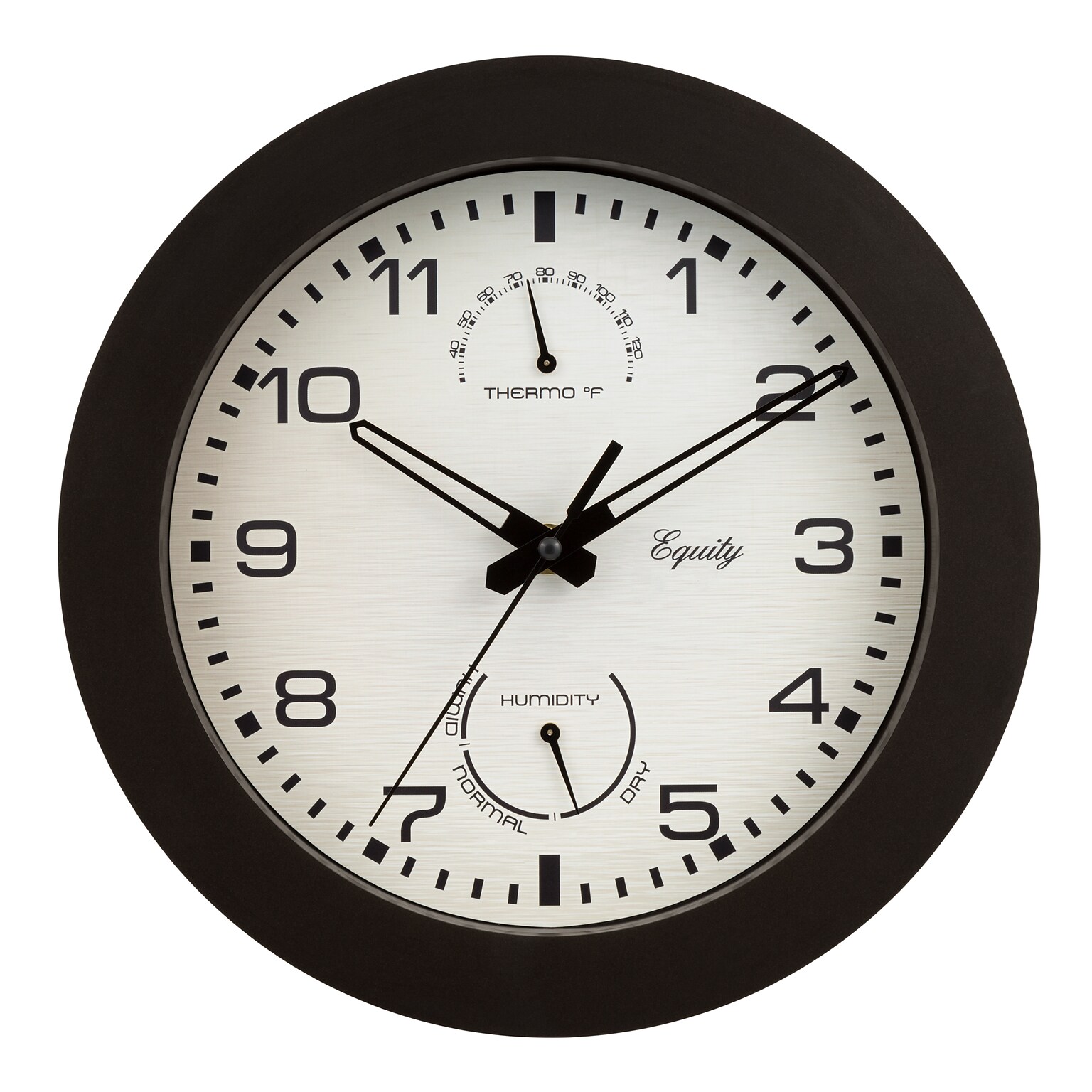 Equity by La Crosse 10 Inch IN/OUT Brown Wall Clock with Thermometer and Hygrometer (29005)