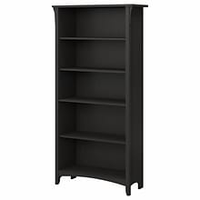 Bush Furniture Salinas 63H 5-Shelf Bookcase with Adjustable Shelves, Vintage Black Laminated Wood (