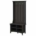 Bush Furniture Salinas Hall Tree with Storage Bench, Vintage Black (SAL001VB)