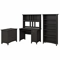 Bush Furniture Salinas Mission Desk with Hutch, Lateral File Cabinet and 5 Shelf Bookcase, Vintage Black (SAL002VB)