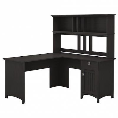 Bush Furniture Salinas 60W L Shaped Desk with Hutch, Vintage Black (SAL004VB)