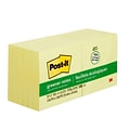 Post-it® Greener Notes, 3 x 3, Canary Yellow, 100 Sheets/Pad, 12 Pads/Pack (654-RP)