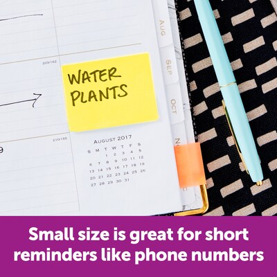 Post-it Greener Notes, 1 3/8 x 1 7/8, Canary Yellow, 100 Sheets/Pad, 12 Pads/Pack (653-RPYW)