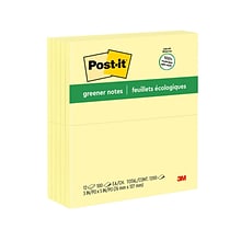 Post-it Greener Recycled Notes, 3 x 5, Canary Collection, 100 Sheet/Pad, 12 Pads/Pack (655RPYW)