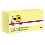 Post-it® Super Sticky Notes, 1 7/8 x 1 7/8, Canary Yellow, 90 Sheets/Pad, 10 Pads/Pack (622-10SSCY
