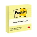 Post-it Notes, 4 x 4, Canary Collection, Lined, 300 Sheet/Pad (675-YL)