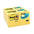 Post-it® Notes, 3 x 3, Canary Yellow, 90 Sheets/Pad, 36 Pads/Pack (654-36VAD90)