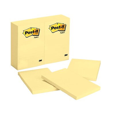 Post-it® Notes, 4 x 6, Canary Yellow, 100 Sheets/Pad, 12 Pads/Pack (659)