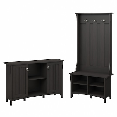 Bush Furniture Salinas Entryway Storage Set with Hall Tree, Shoe Bench and Accent Cabinet, Vintage B