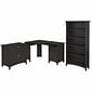 Bush Furniture Salinas 55W Corner Desk with Lateral File Cabinet and 5-Shelf Bookcase, Vintage Blac