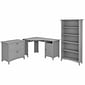Bush Furniture Salinas 55"W Corner Desk with Lateral File Cabinet and 5 Shelf Bookcase, Cape Cod Gray (SAL013CG)