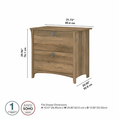 Bush Furniture Salinas 2-Drawer Lateral File Cabinet, Letter/Legal, Reclaimed Pine, 31.73" (SAF132RCP-03)