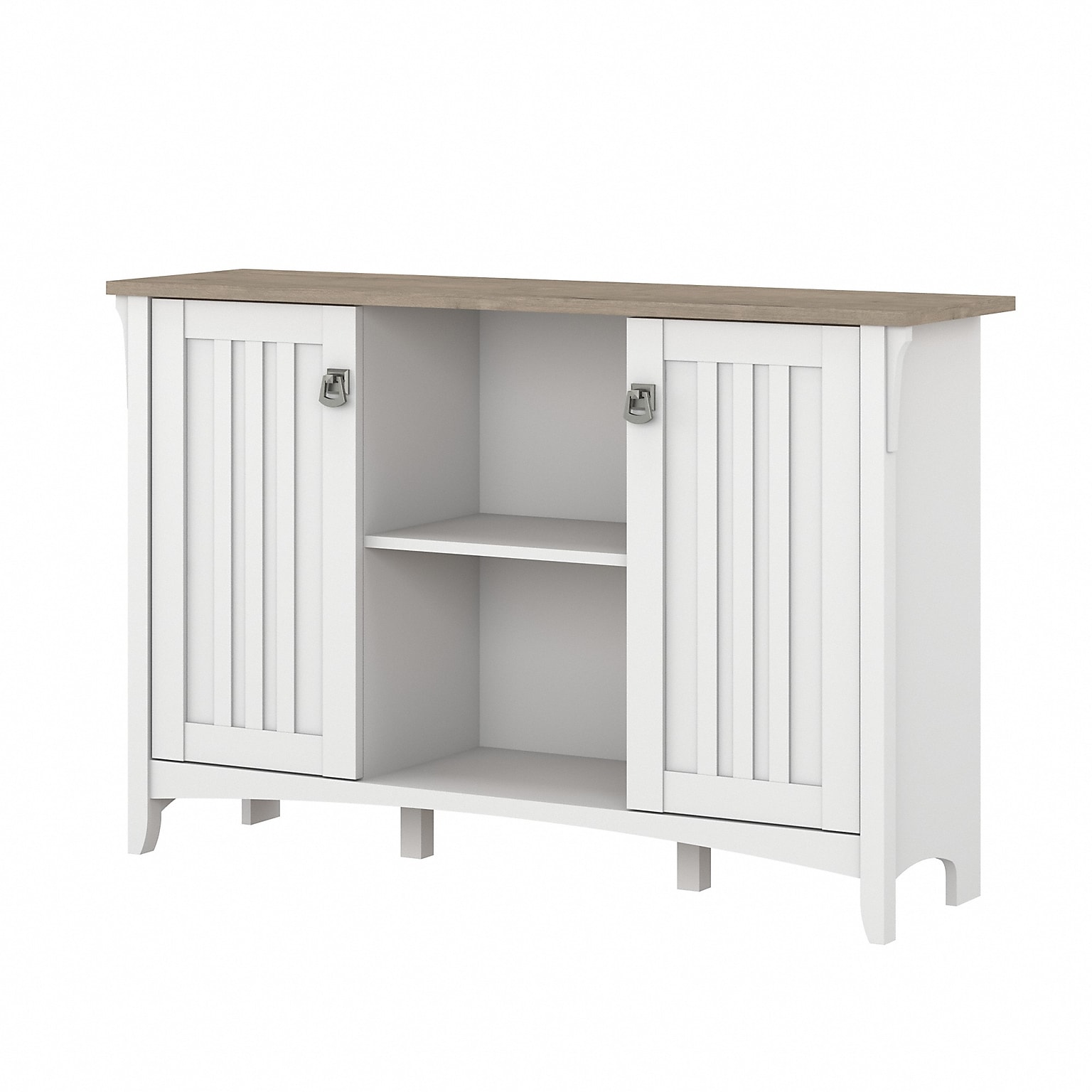 Bush Furniture Salinas 29.96 Accent Storage Cabinet with 3 Shelves, Shiplap Gray/Pure White (SAS147G2W-03)