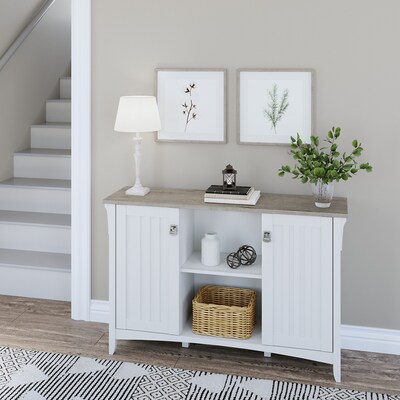 Bush Furniture Salinas 30 Accent Storage Cabinet with 3 Shelves, Shiplap Gray/Pure White (SAS147G2W