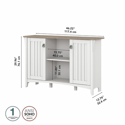 Bush Furniture Salinas 30" Accent Storage Cabinet with 3 Shelves, Shiplap Gray/Pure White (SAS147G2W-03)
