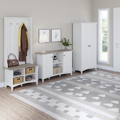 Bush Furniture Salinas 29.96" Accent Storage Cabinet with 3 Shelves, Shiplap Gray/Pure White (SAS147G2W-03)