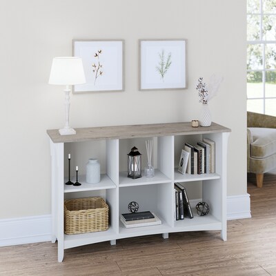 Bush Furniture Salinas 6-Shelf 30"H Cube Bookcase, Shiplap Gray/Pure White (SAB148G2W-03)