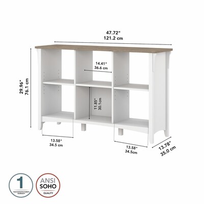 Bush Furniture Salinas 6-Shelf 30"H Cube Bookcase, Shiplap Gray/Pure White (SAB148G2W-03)