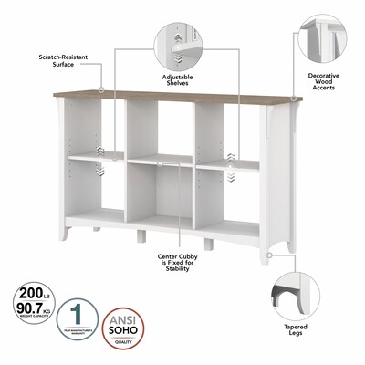 Bush Furniture Salinas 6-Shelf 30"H Cube Bookcase, Shiplap Gray/Pure White (SAB148G2W-03)