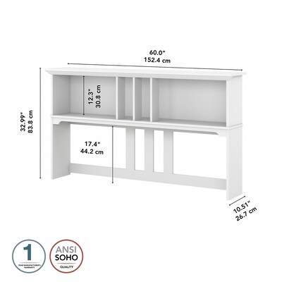 Bush Furniture Salinas Casual Hutch for L-Shaped Desk, Pure White (SAH160G2W-03)