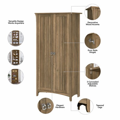 Bush Furniture Salinas 63" Tall Storage Cabinet with 4 Shelves, Reclaimed Pine (SAS332RCP-03)