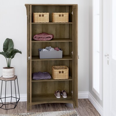 Bush Furniture Salinas 63" Tall Storage Cabinet with 4 Shelves, Reclaimed Pine (SAS332RCP-03)