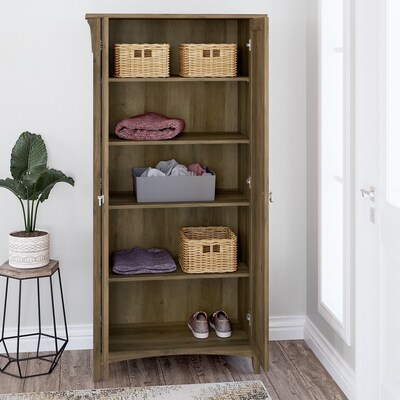 Bush Furniture Salinas 62.95" Tall Storage Cabinet with 4 Shelves, Reclaimed Pine (SAS332RCP-03)