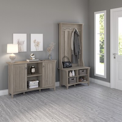 Bush Furniture Salinas 68 Storage Set with Hall Tree, Shoe Bench and Accent Cabinet, 5 Shelves, Dri