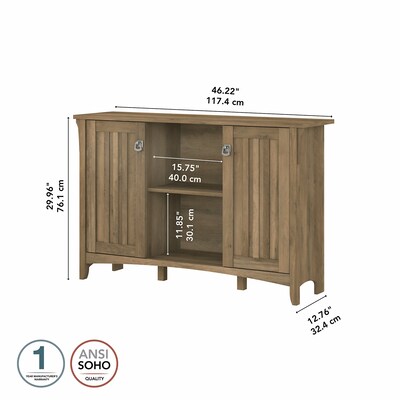 Bush Furniture Salinas 29.96" Accent Storage Cabinet with 3 Shelves, Reclaimed Pine (SAS147RCP-03)