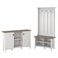 Bush Furniture Salinas 68.11" Storage Set with Hall Tree, Shoe Bench, Cabinet, 5 Shelves, Shiplap Gray/Pure White (SAL008G2W)