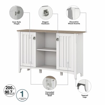 Bush Furniture Salinas 68" Storage Set with Hall Tree, Shoe Bench, Cabinet, 5 Shelves, Shiplap Gray/Pure White (SAL008G2W)