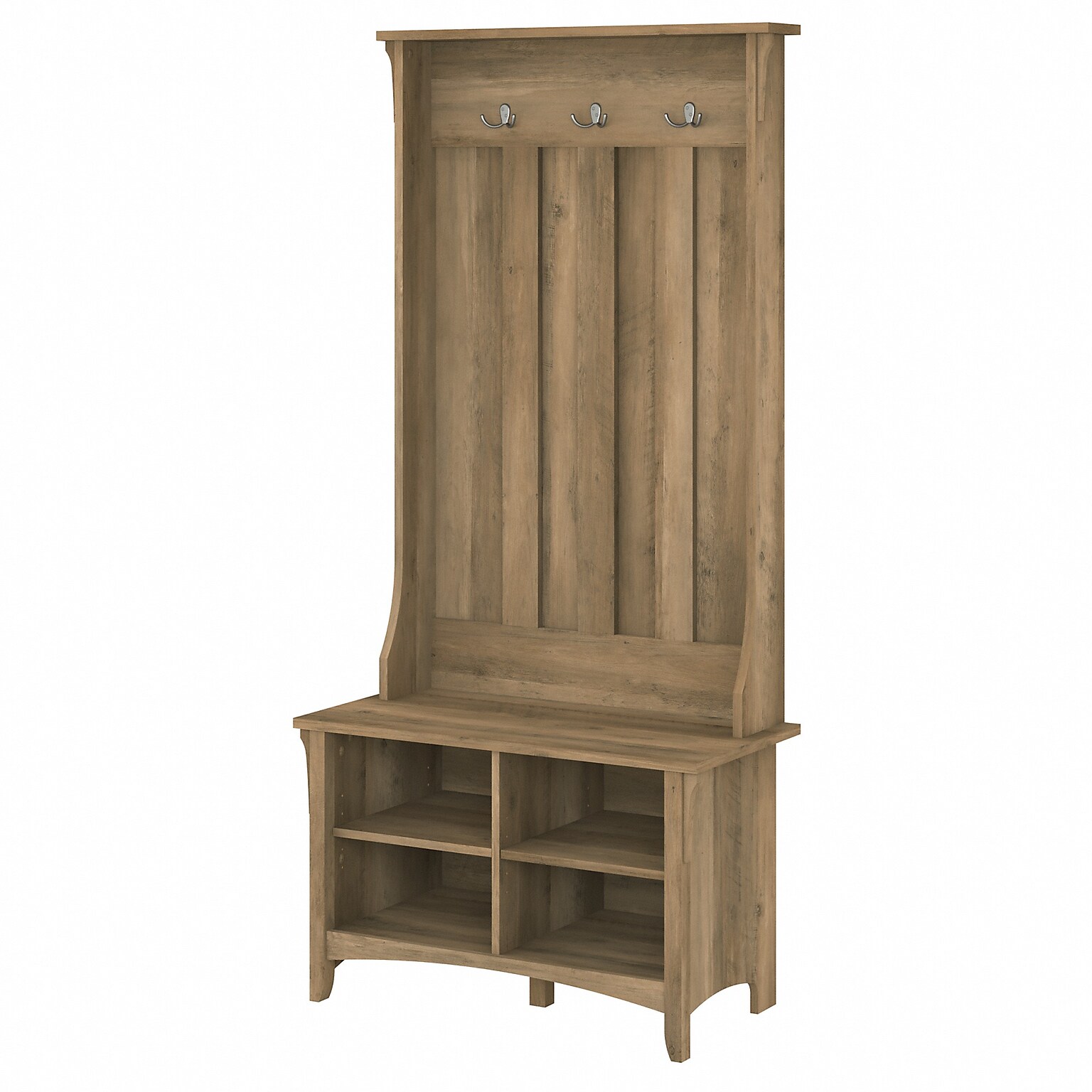 Bush Furniture Salinas Hall Tree with Shoe Storage Bench, Reclaimed Pine (SAS532RCP-03)