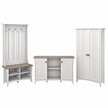 Bush Furniture Salinas 68.11 Storage Set with Hall Tree, Shoe Bench, Cabinets, 10 Shelves, Shiplap Gray/White (SAL016G2W)