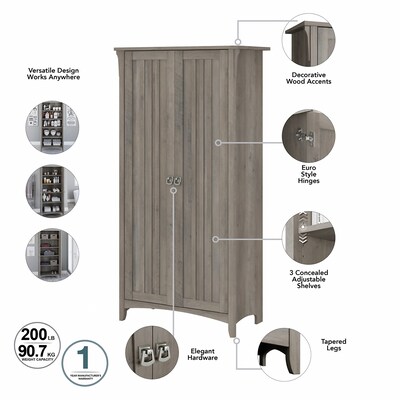 Bush Furniture Salinas 63" Tall Storage Cabinet with 4 Shelves, Driftwood Gray (SAS332DG-03)