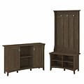 Bush Furniture Salinas 68.11 Storage Set with Hall Tree, Shoe Bench and Accent Cabinet with 5 Shelv
