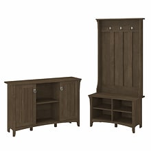 Bush Furniture Salinas 68.11 Storage Set with Hall Tree, Shoe Bench and Accent Cabinet with 5 Shelv