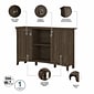 Bush Furniture Salinas 68.11" Storage Set with Hall Tree, Shoe Bench and Accent Cabinet with 5 Shelves, Ash Brown (SAL008ABR)